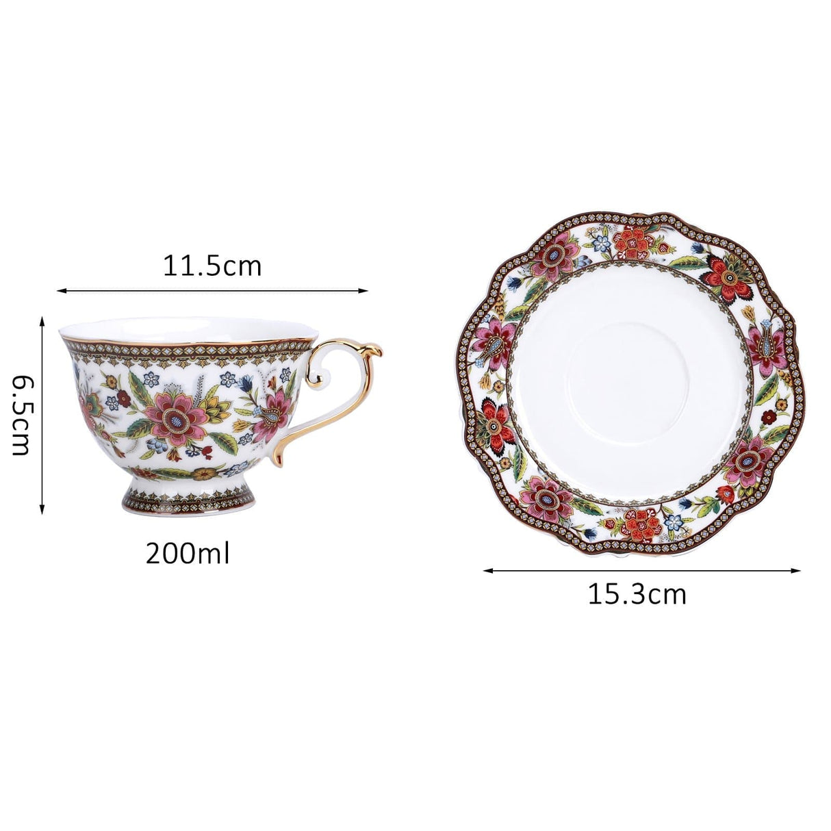 Vintage Flowers Bone Coffee Cup