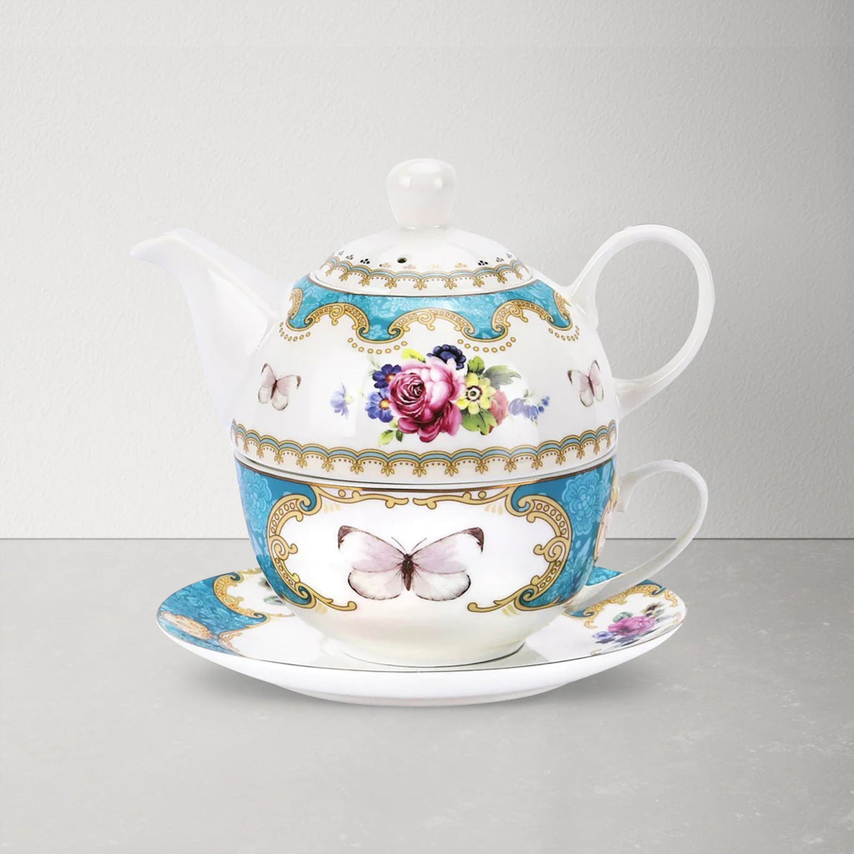 English Rose Porcelain Teapot Set