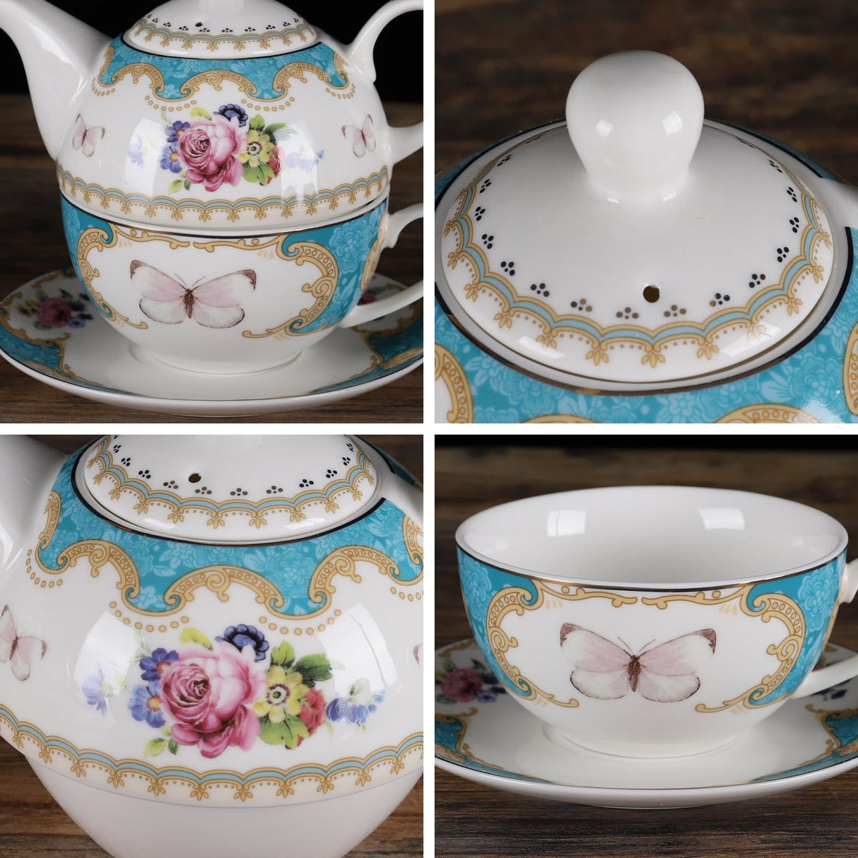 English Rose Porcelain Teapot Set