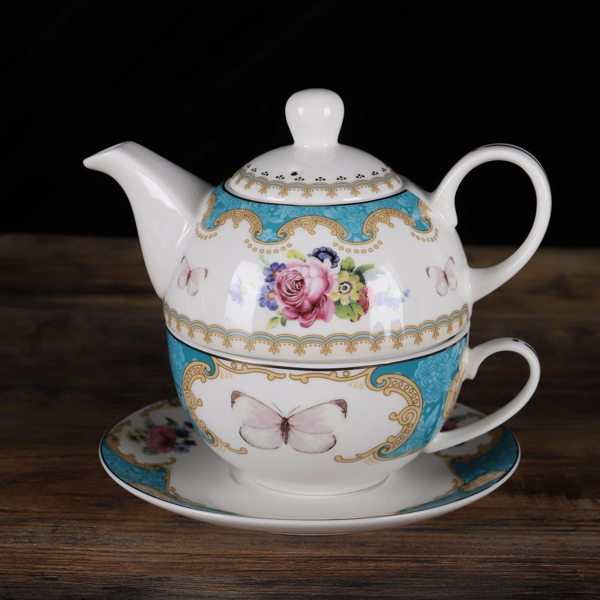 English Rose Porcelain Teapot Set