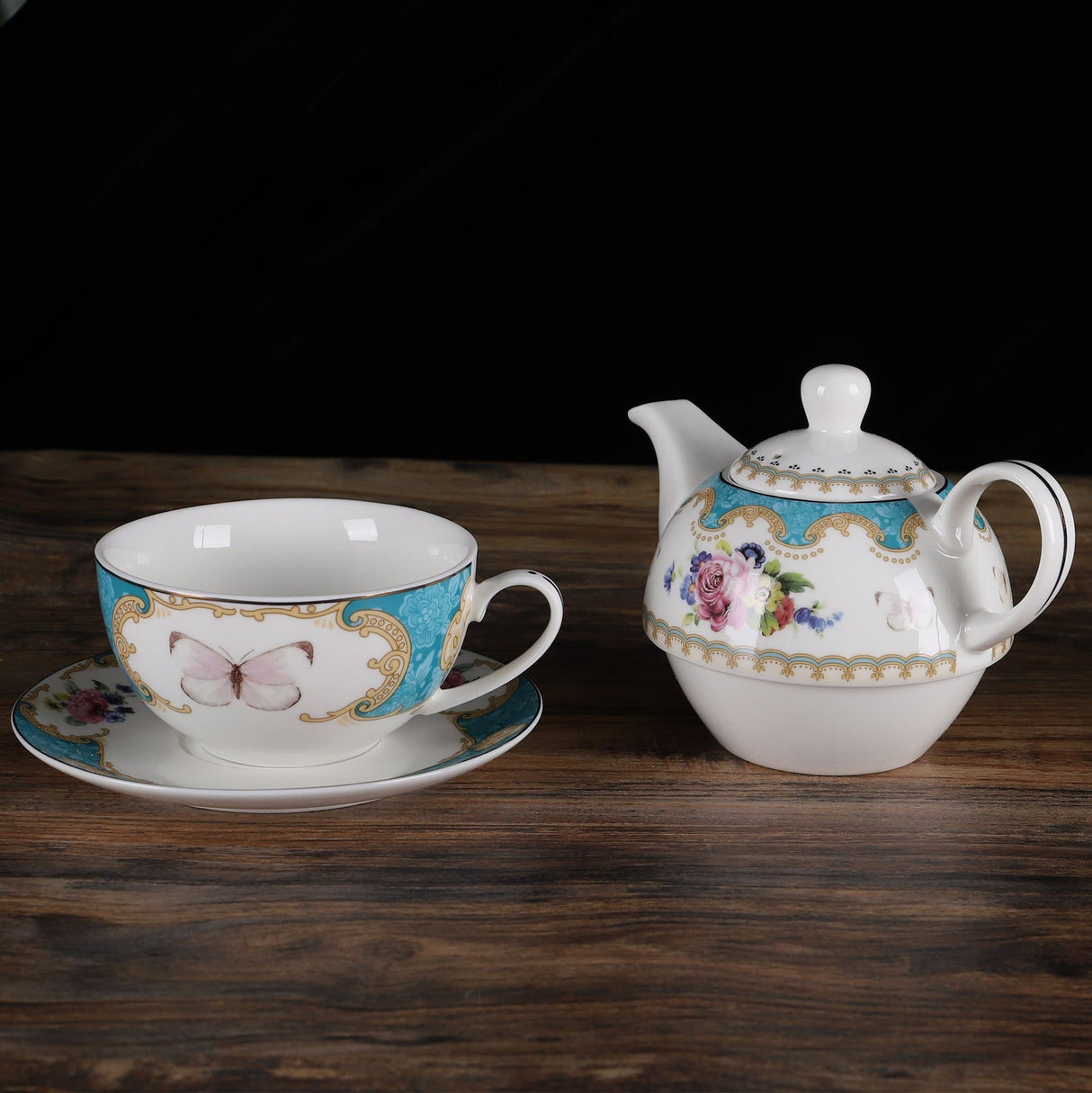 English Rose Porcelain Teapot Set
