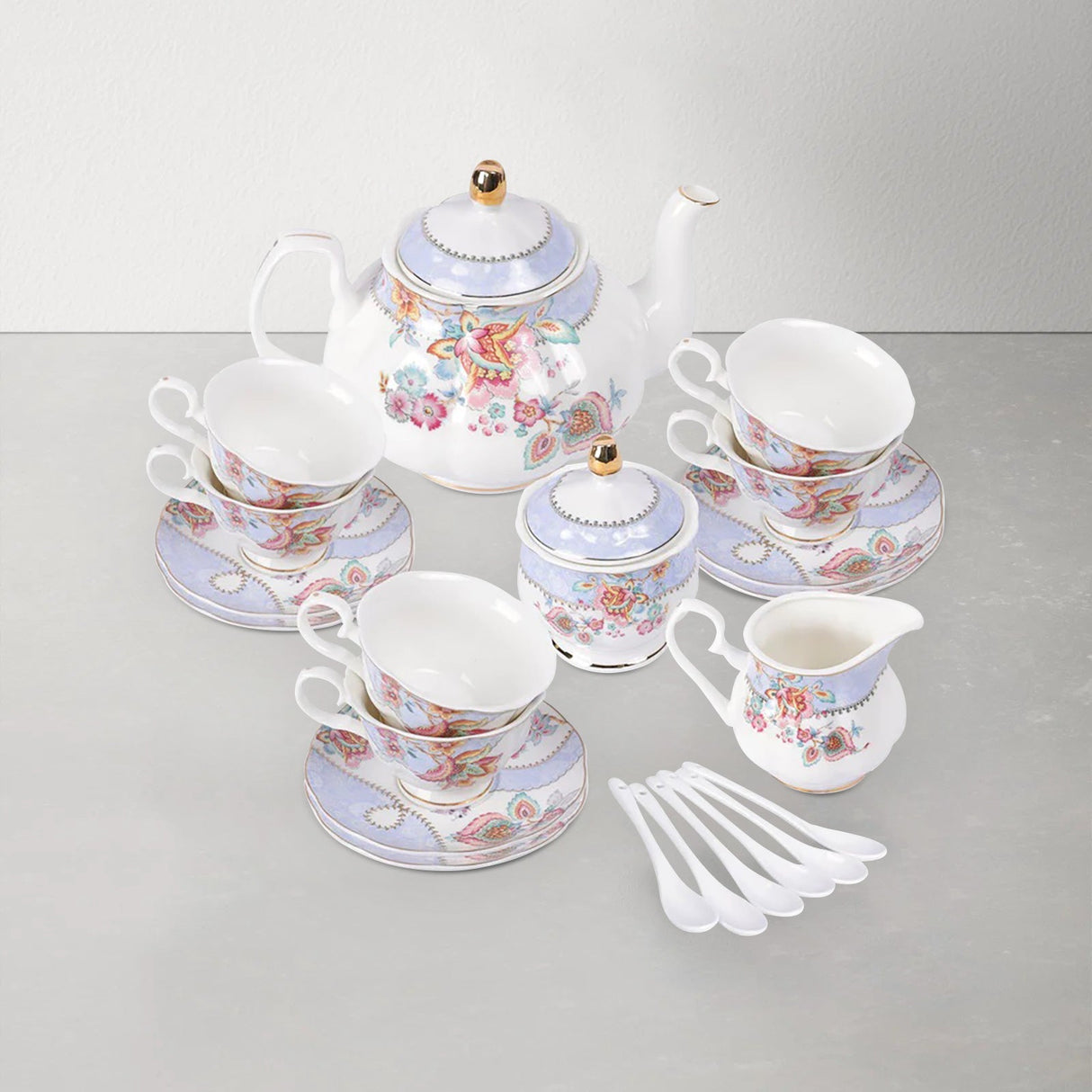 Blue Flowers Porcelain Tea Set