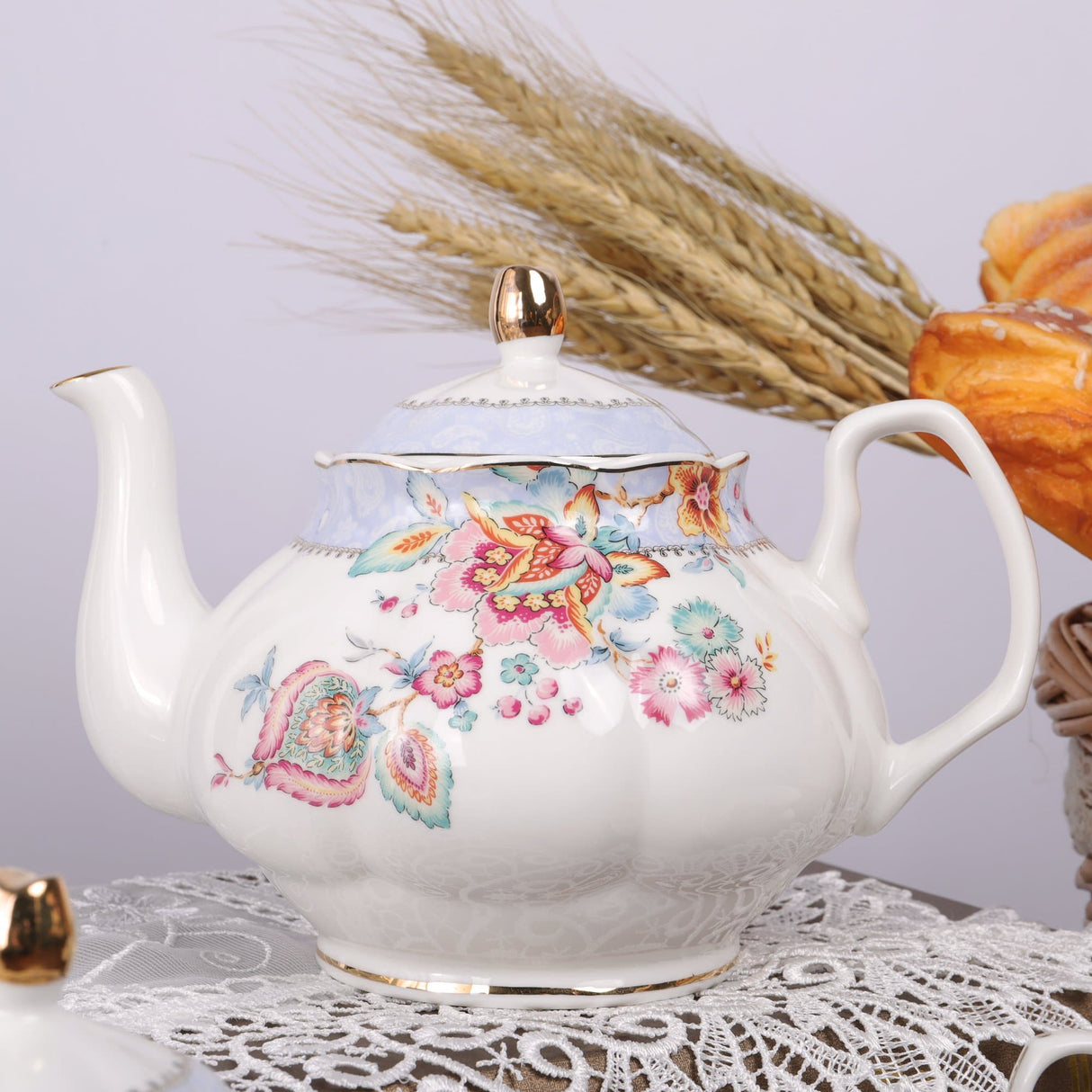 Blue Flowers Porcelain Tea Set