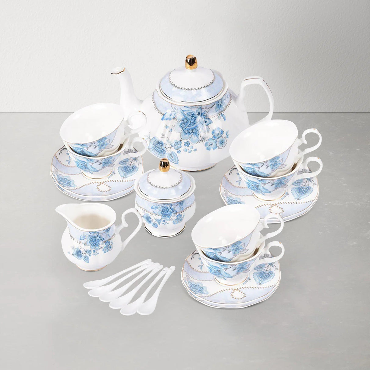 Blue Flowers Porcelain Tea Set