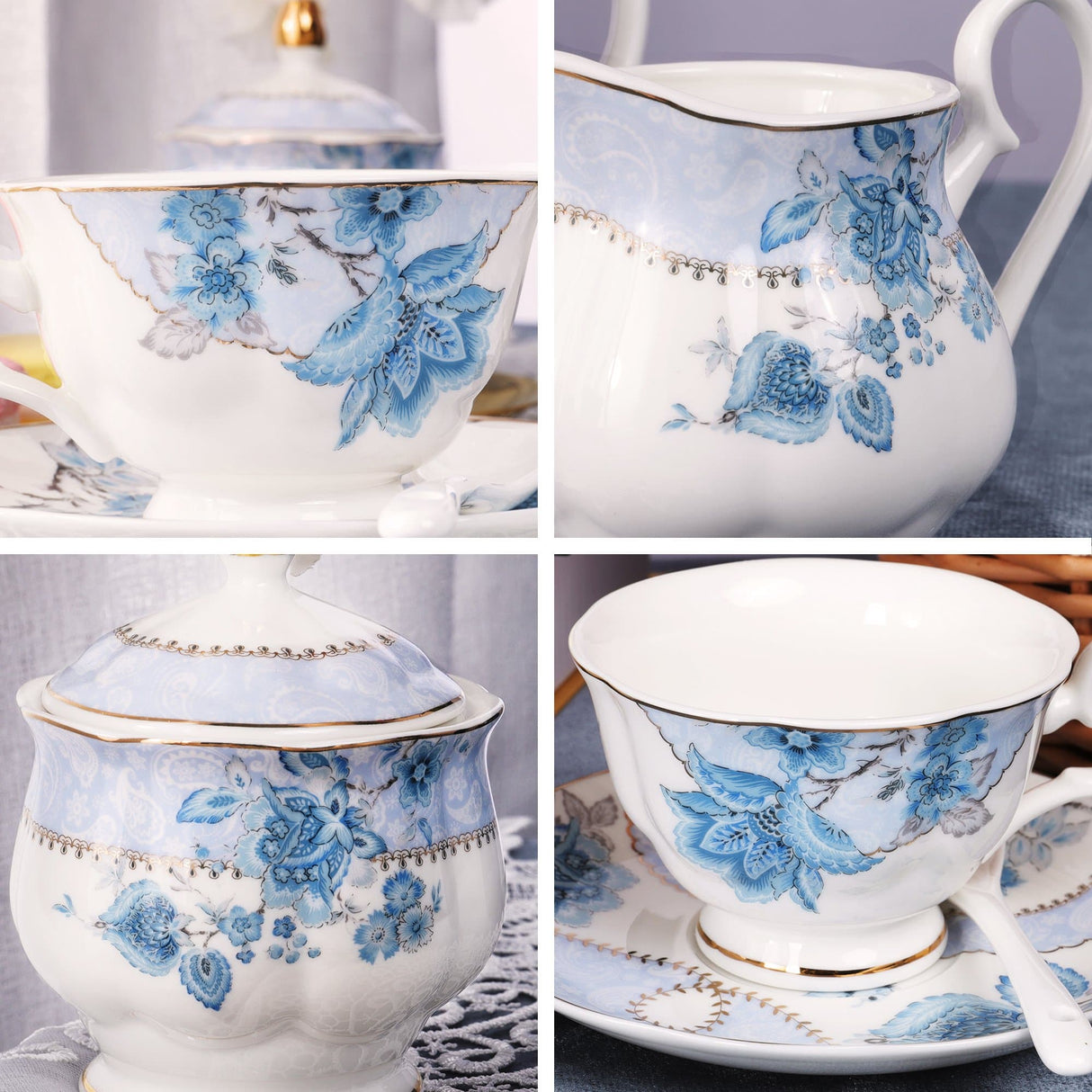 Blue Flowers Porcelain Tea Set
