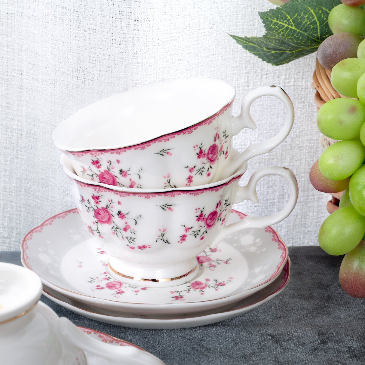 British Pink Rose Tea Cup Set
