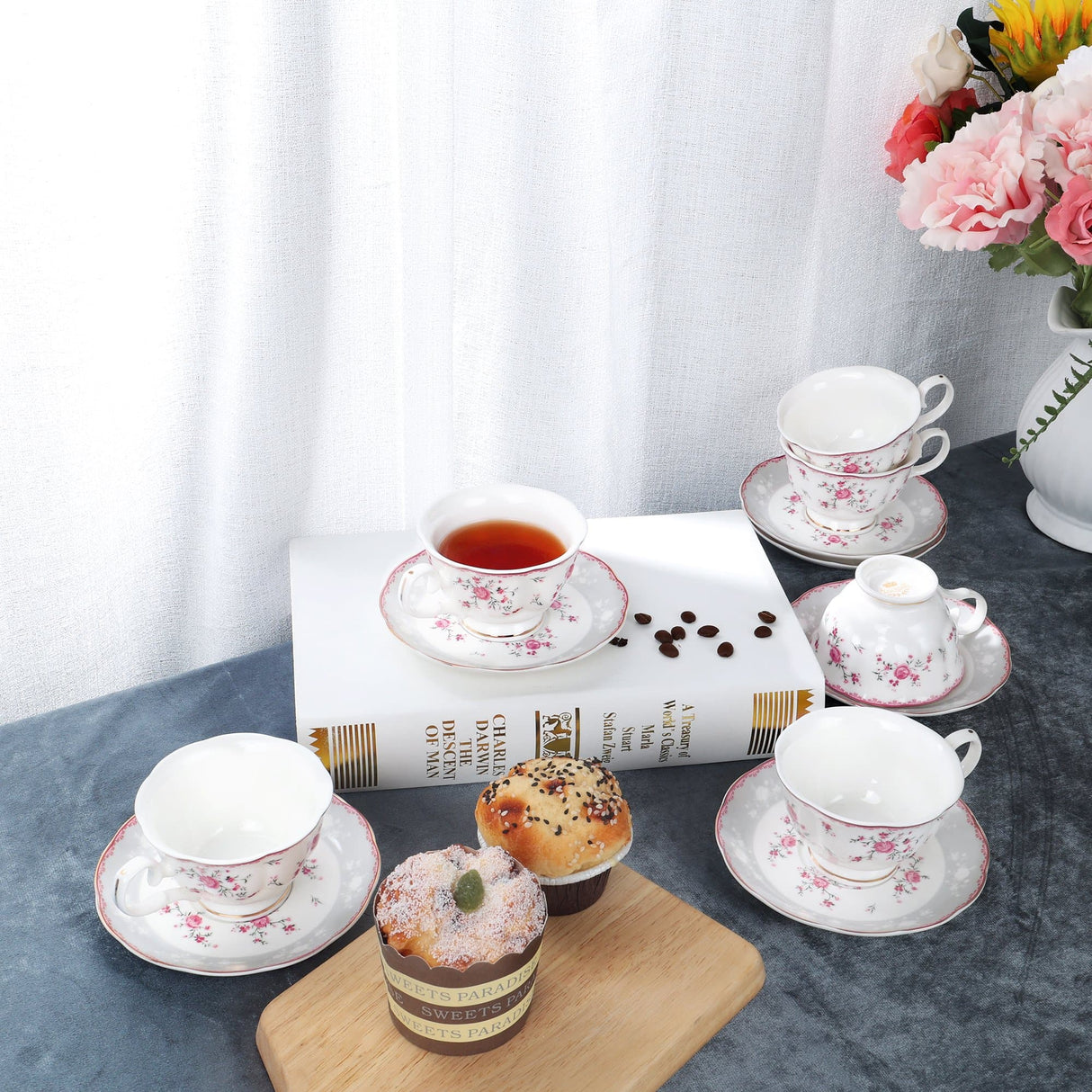 British Pink Rose Tea Cup Set