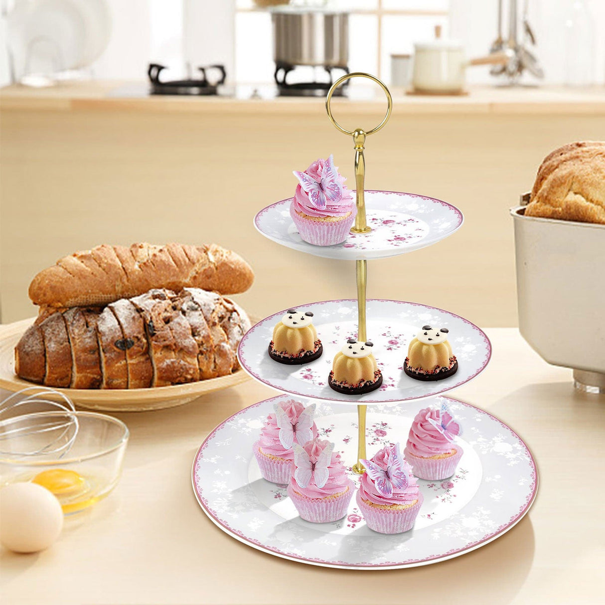 3 Tier Pink Porcelain Cupcake Stand