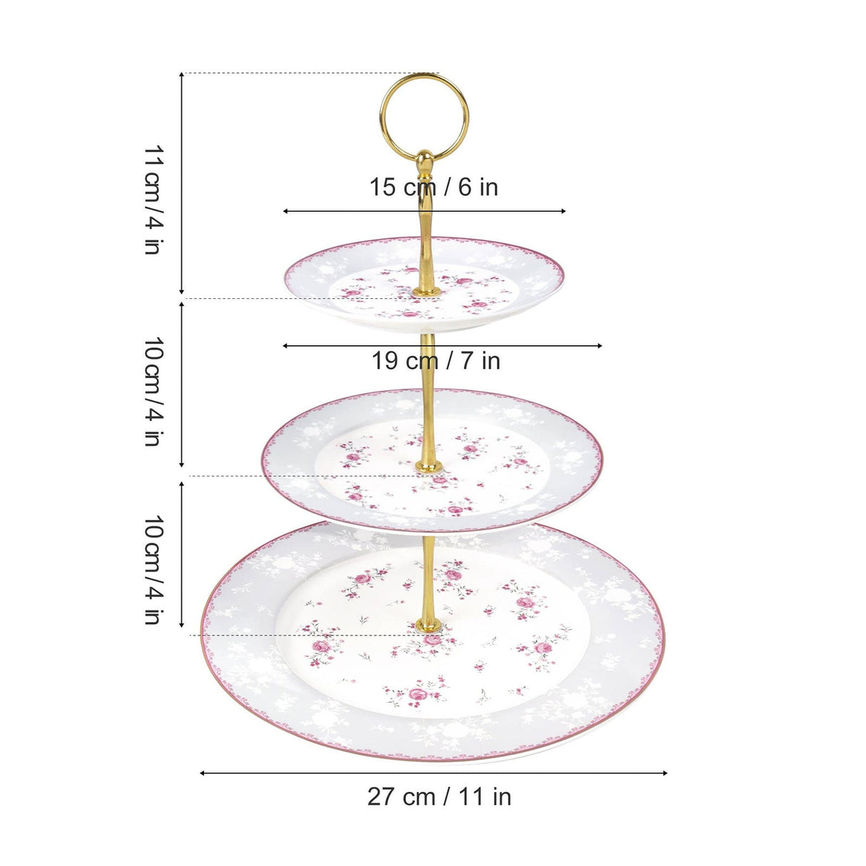 3 Tier Pink Porcelain Cupcake Stand