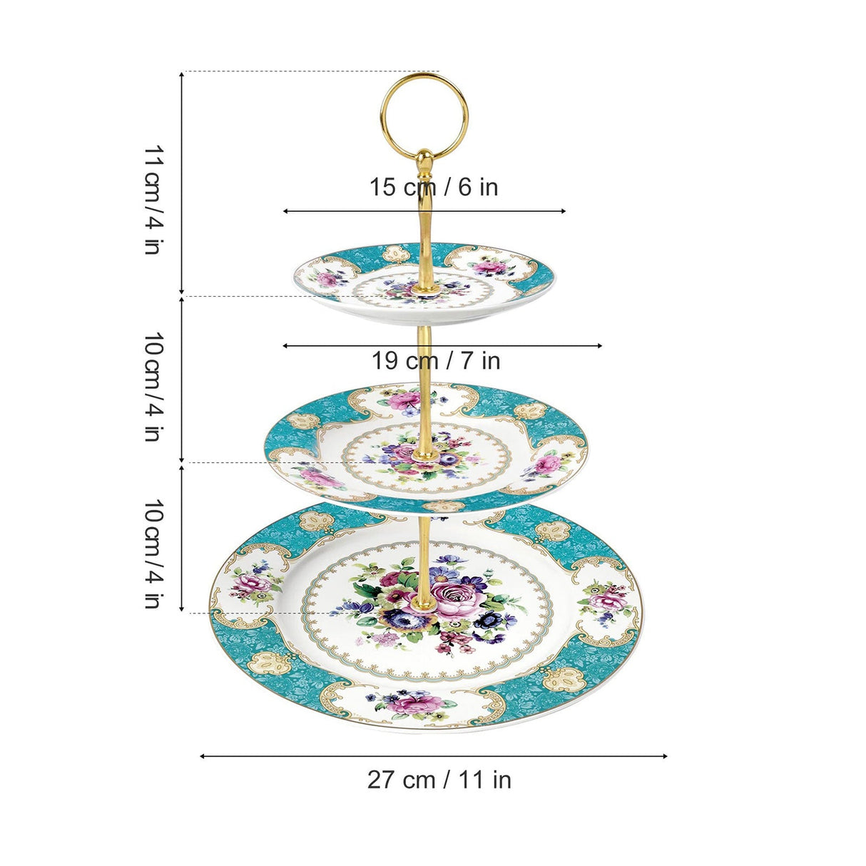 3 Tier Blue Porcelain Cake Stand