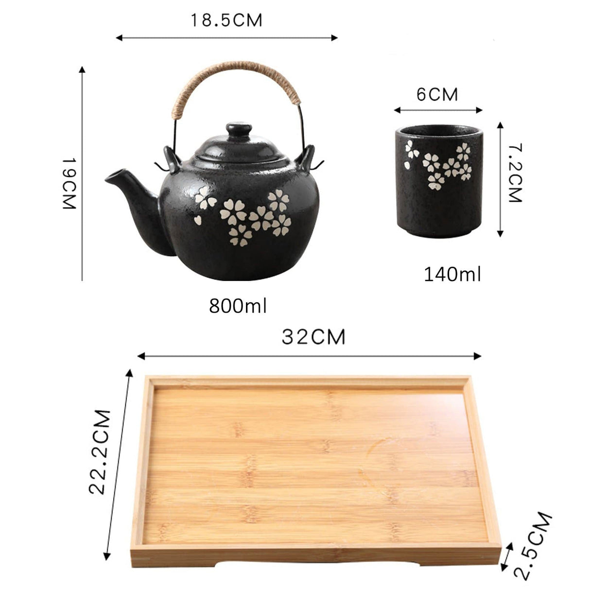 Black Japanese Kungfu Tea Set