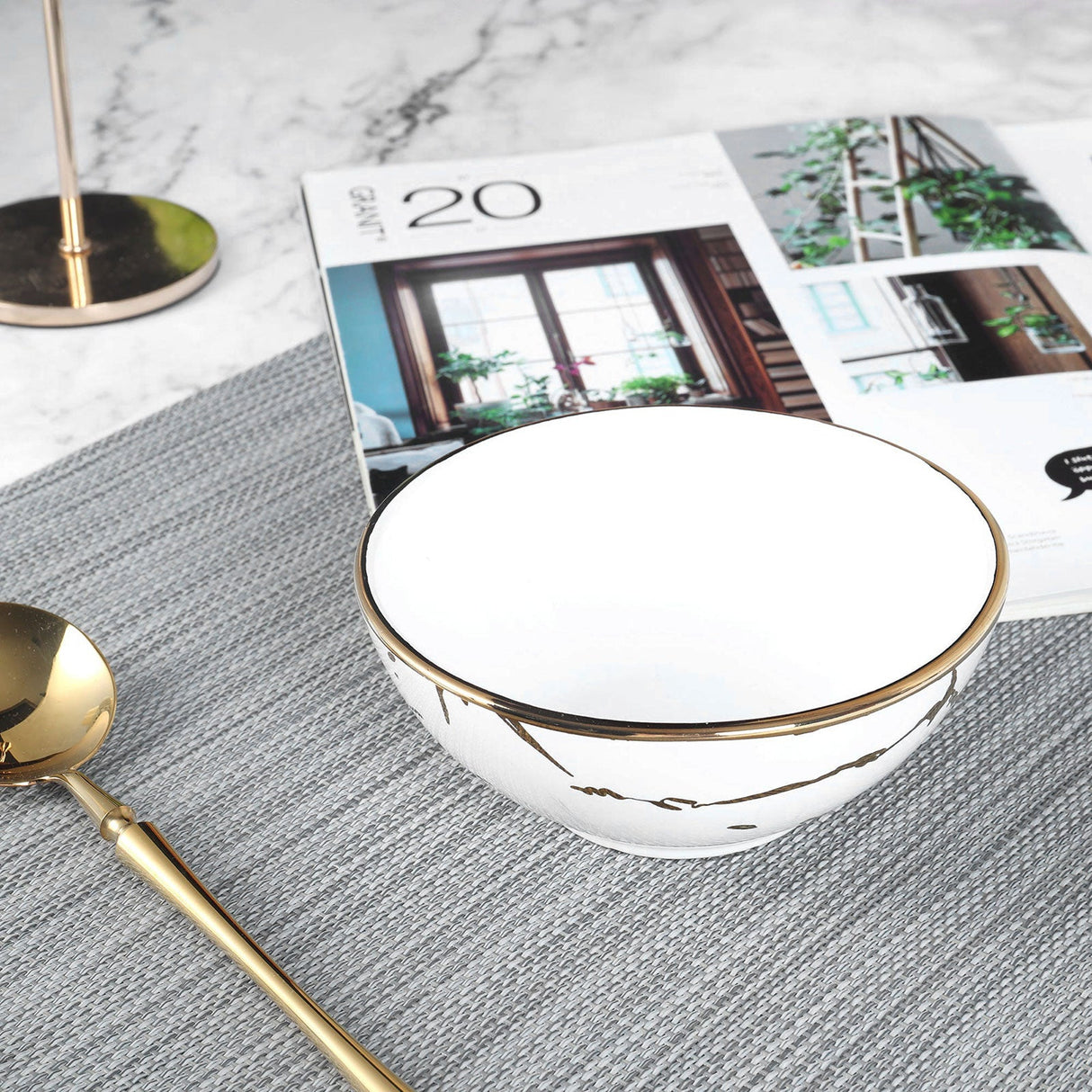 Marble Porcelain Soup Bowl Set