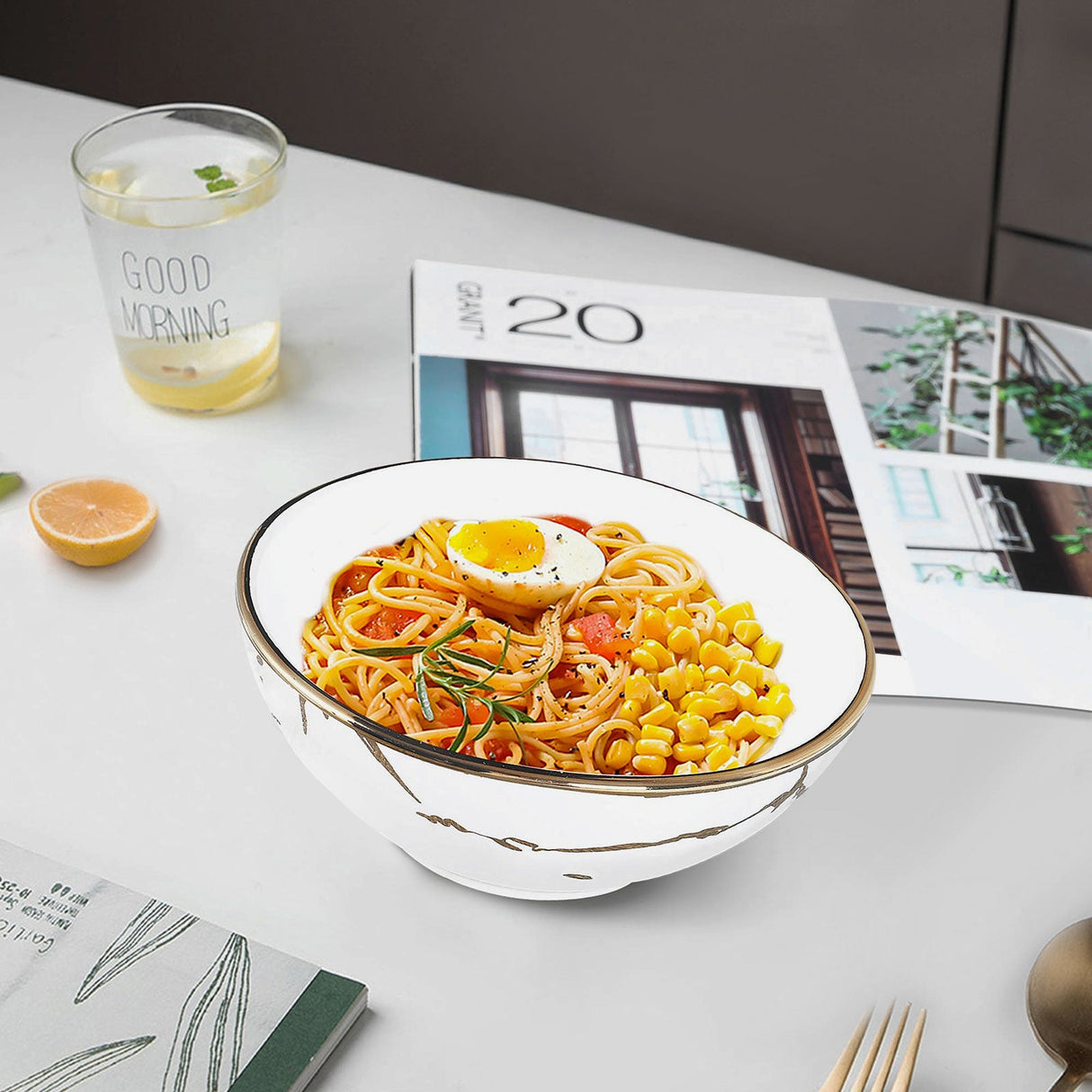 Marble Porcelain Soup Bowl Set