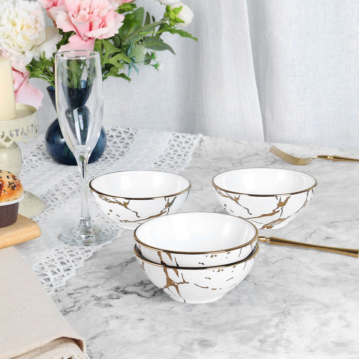 Marble Porcelain Soup Bowl Set