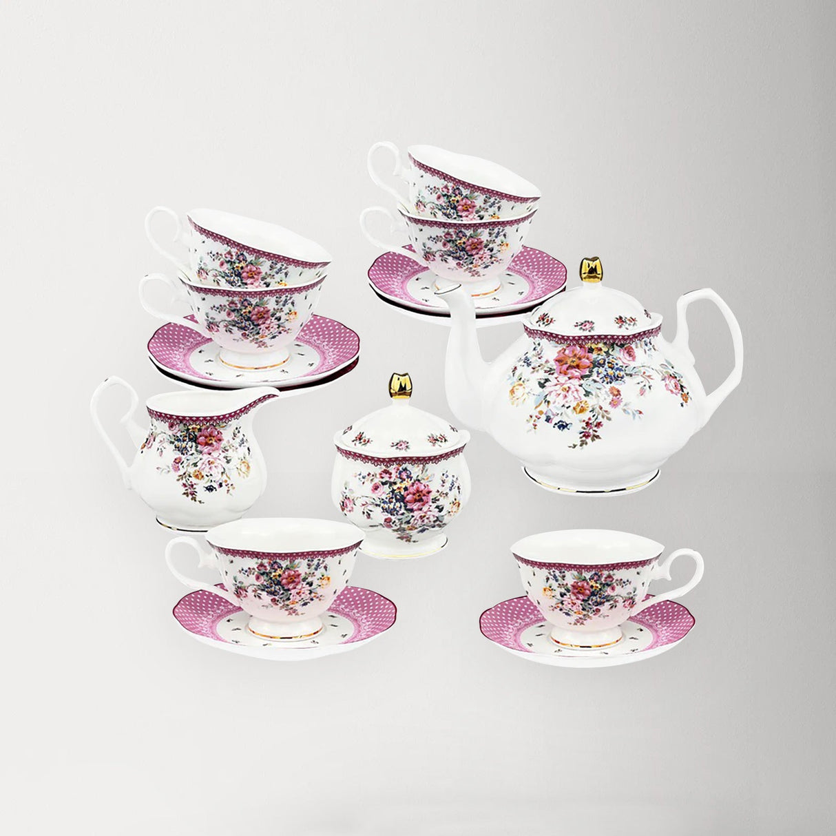 Blue Floral Porcelain Tea Set