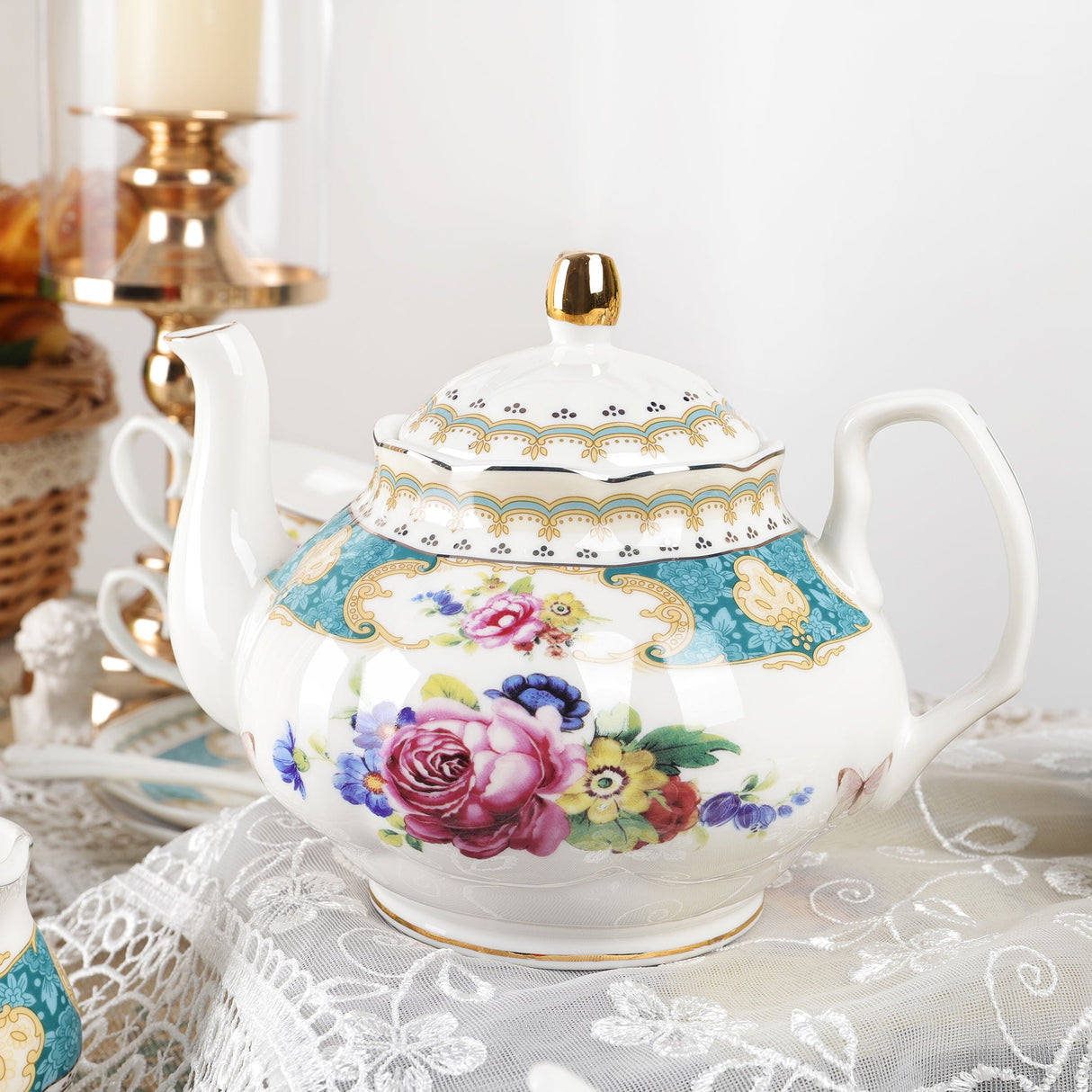 Blue Floral Porcelain Tea Set