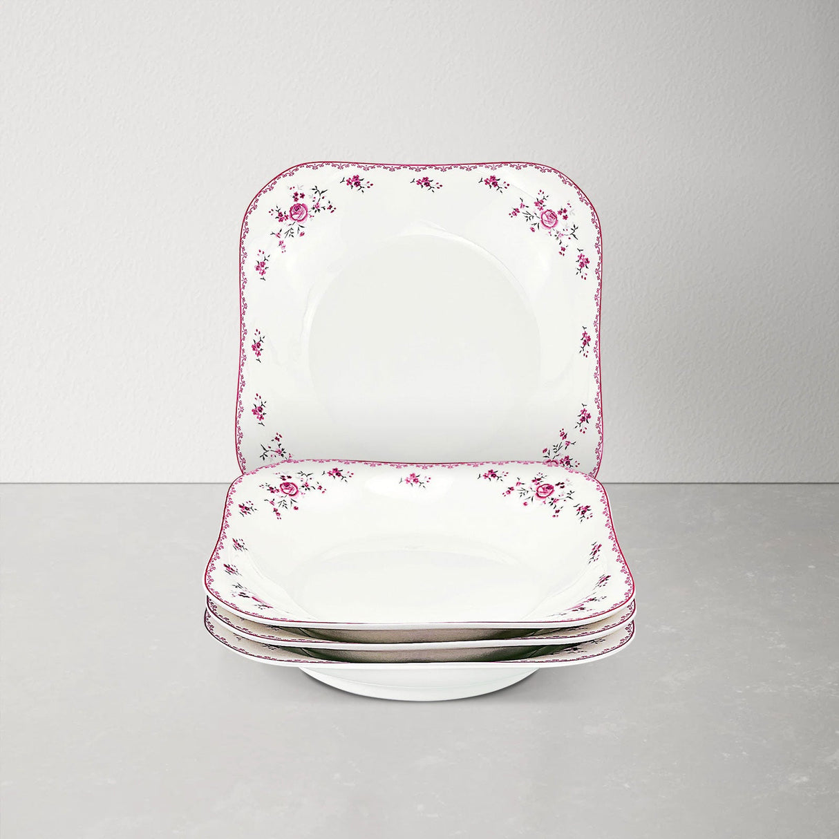 Porcelain Square Round Plates Set