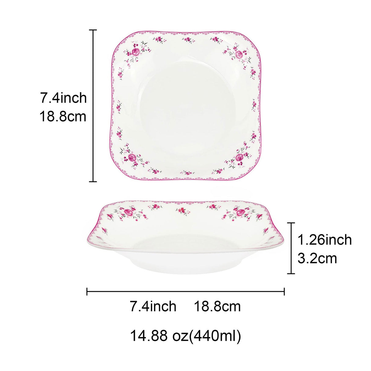 Porcelain Square Round Plates Set