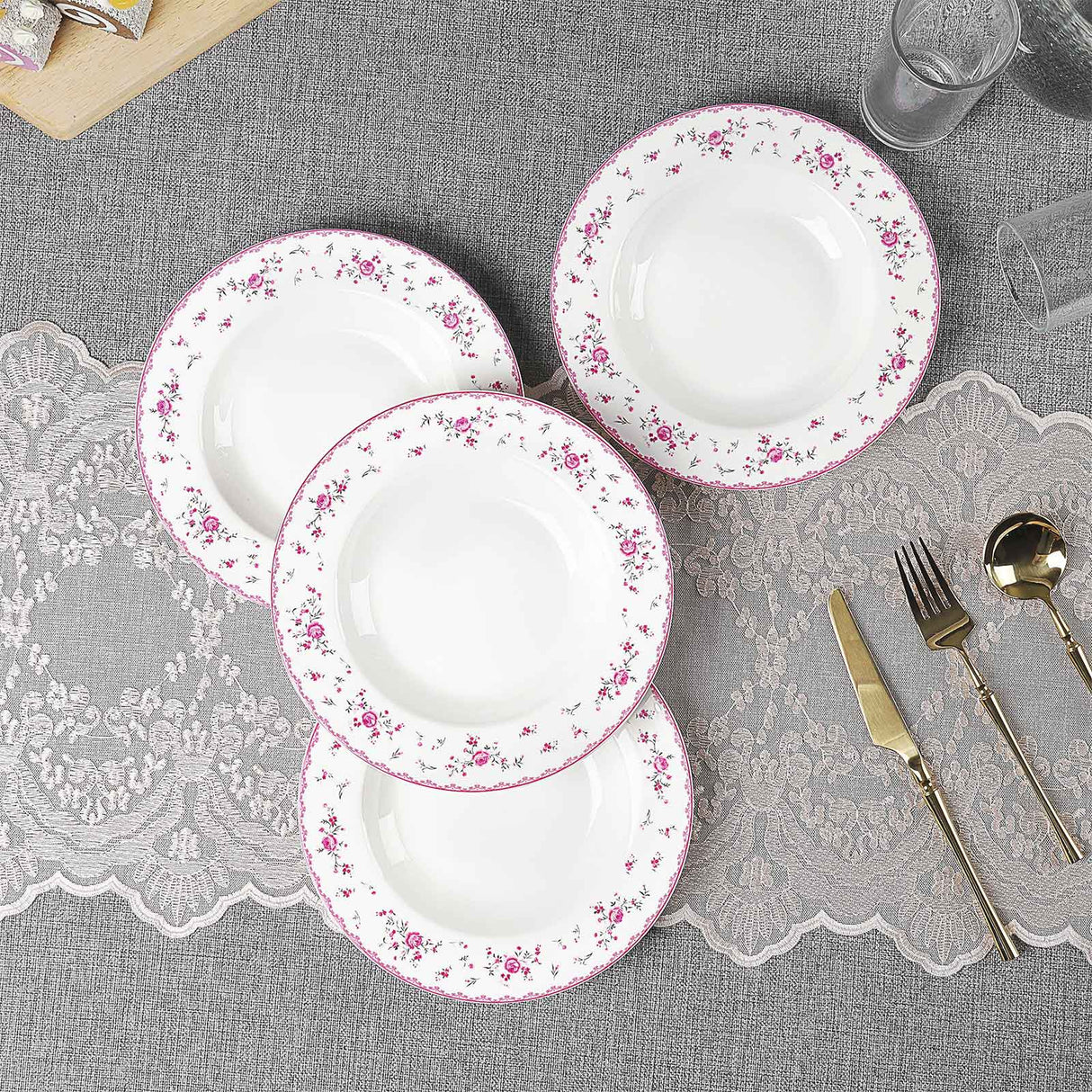 Porcelain Square Round Plates Set
