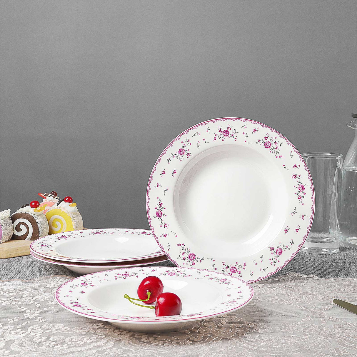 Porcelain Square Round Plates Set