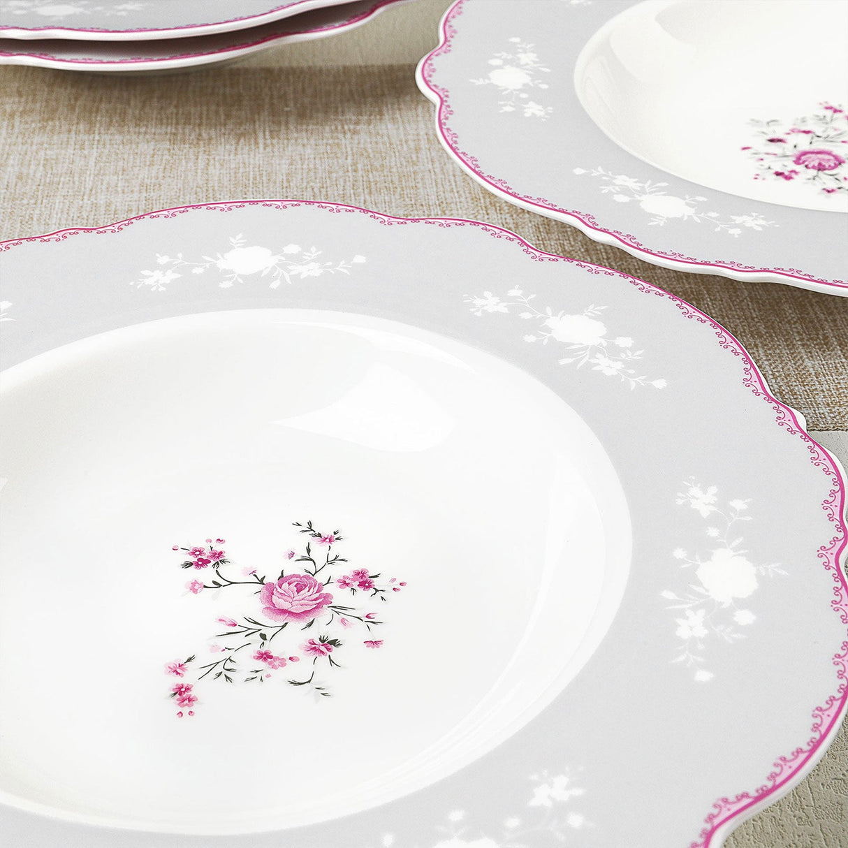 Porcelain Square Round Plates Set