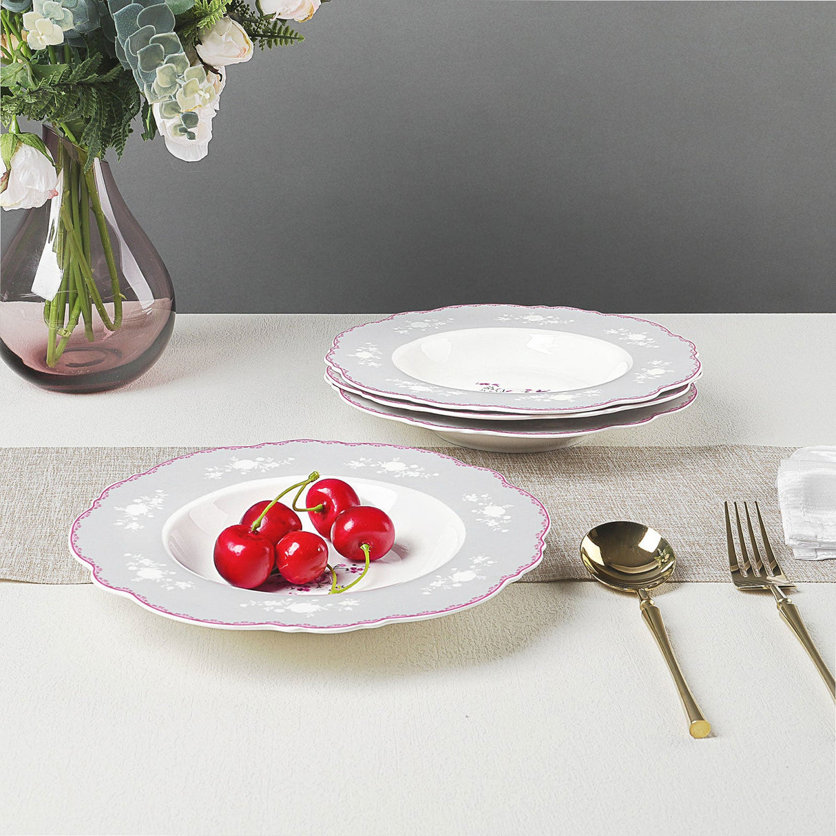 Porcelain Square Round Plates Set