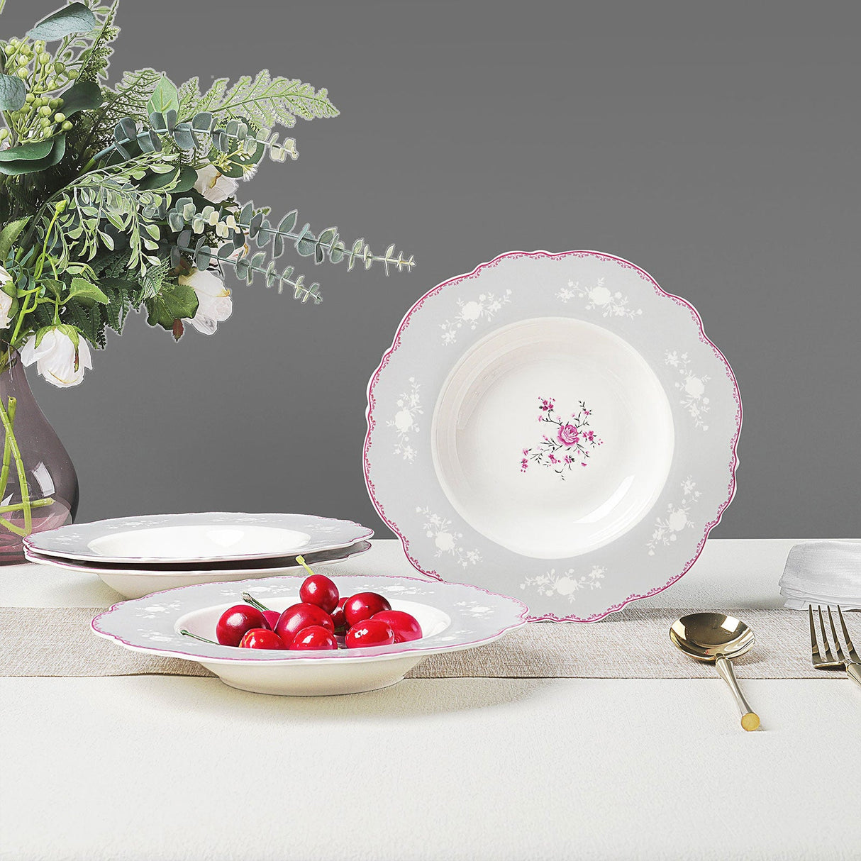 Porcelain Square Round Plates Set