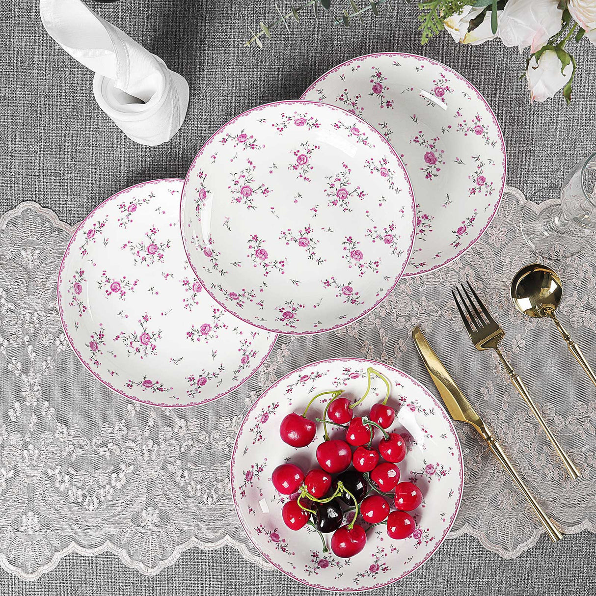 Porcelain Square Round Plates Set