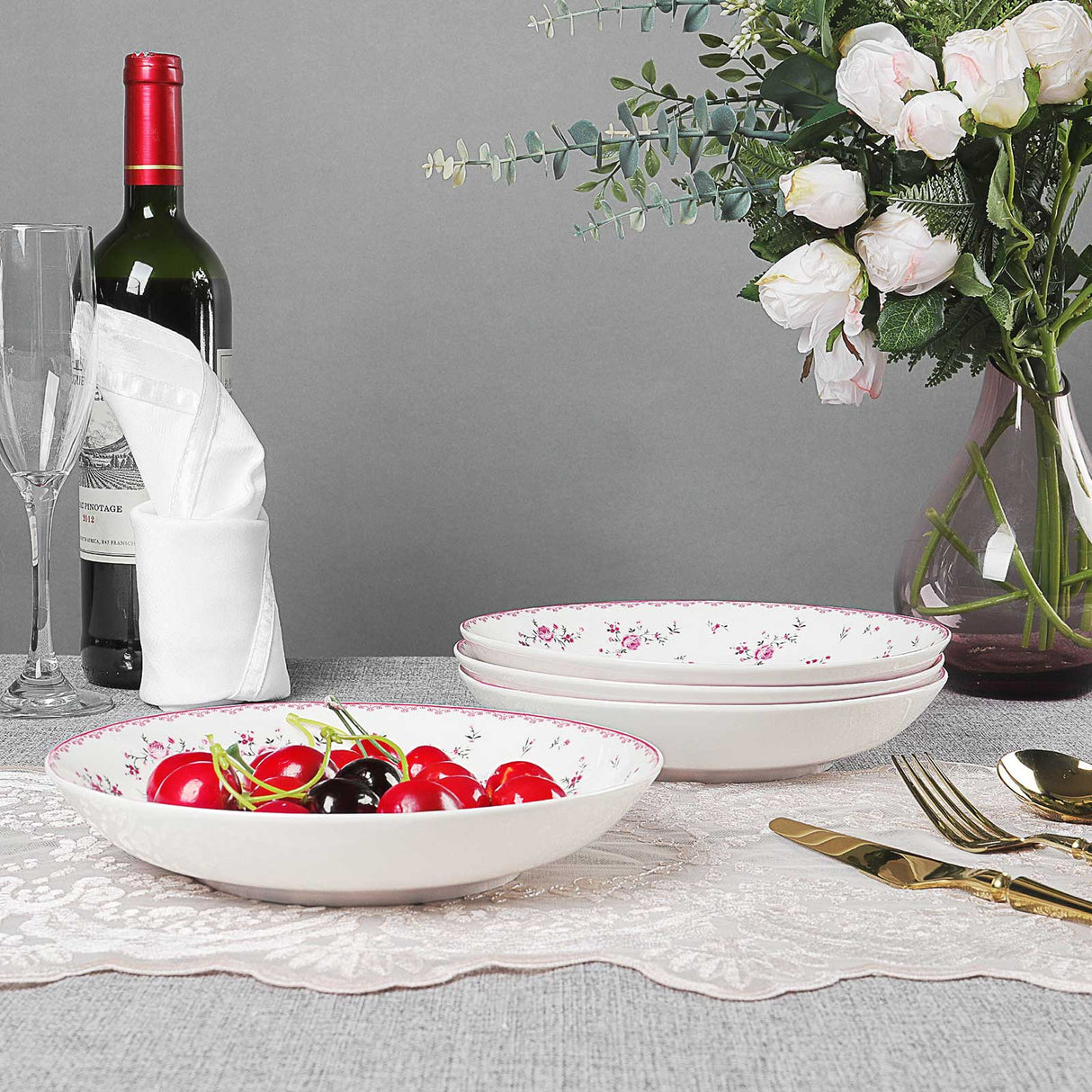 Porcelain Square Round Plates Set