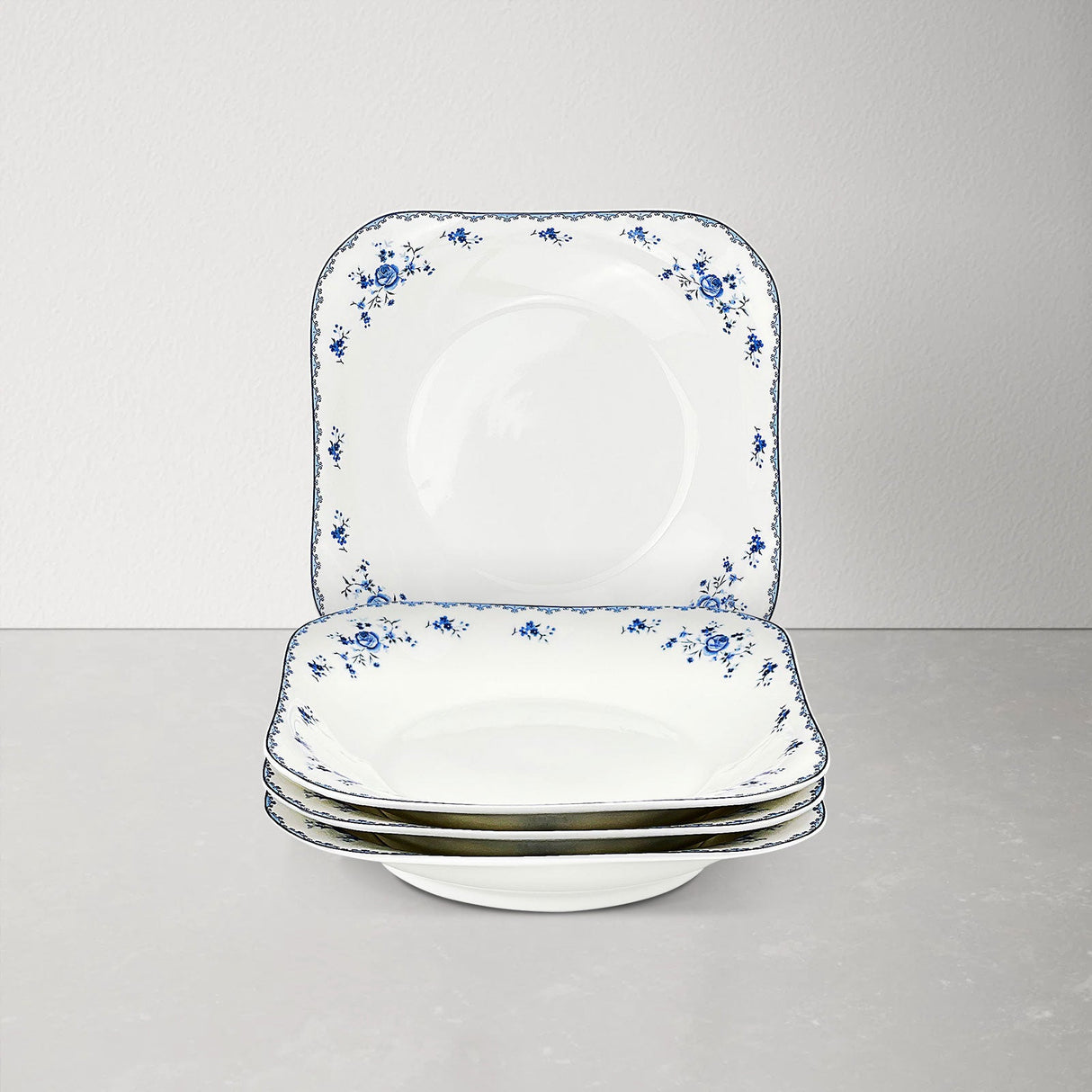 Blue Floral Porcelain Plates Set