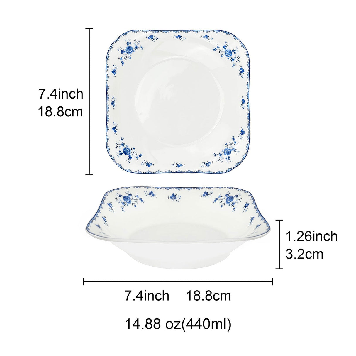 Blue Floral Porcelain Plates Set