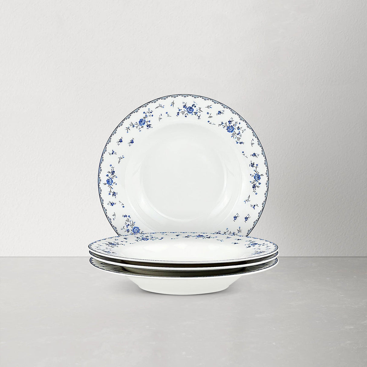 Blue Floral Porcelain Plates Set