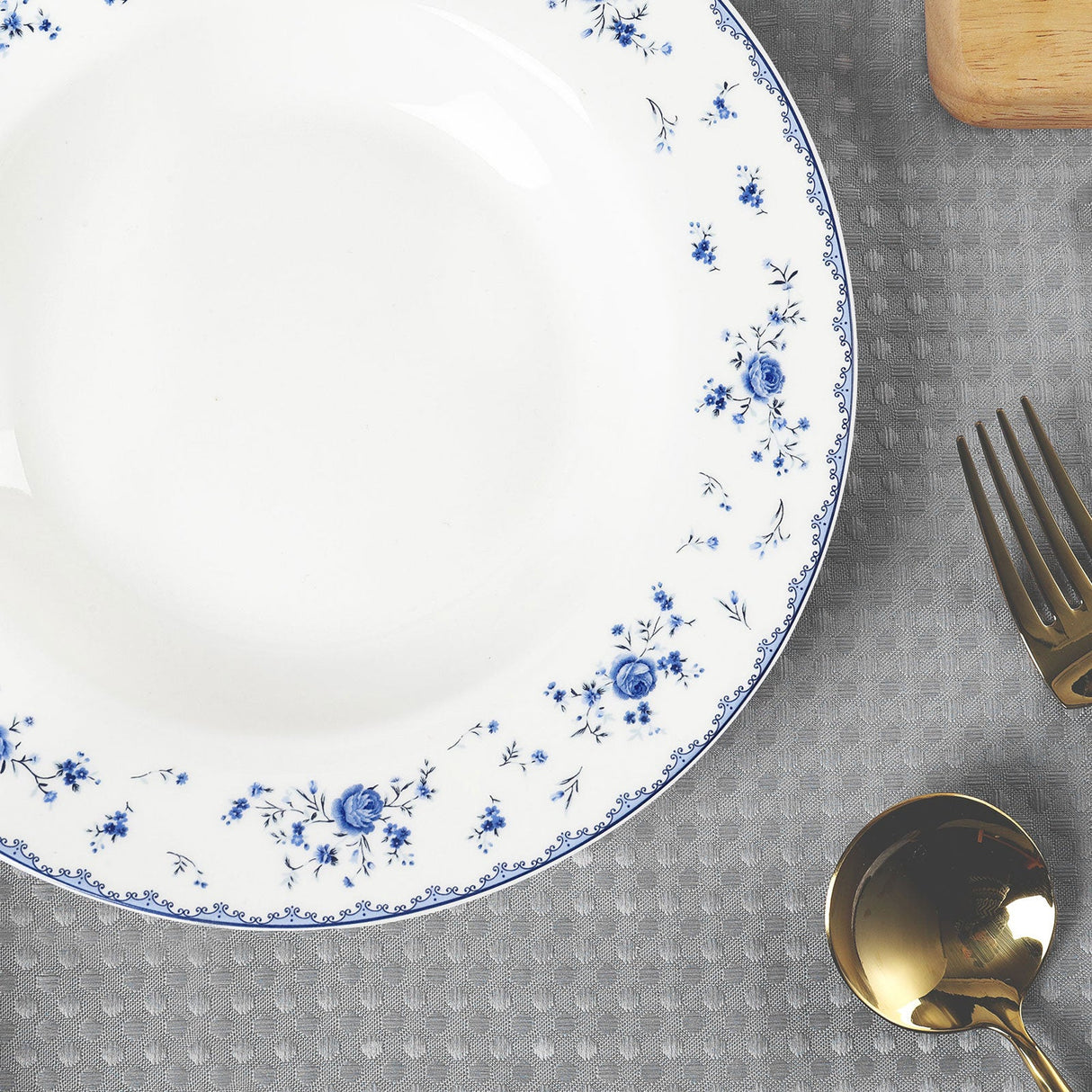 Blue Floral Porcelain Plates Set