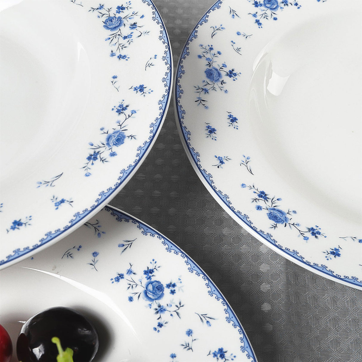 Blue Floral Porcelain Plates Set