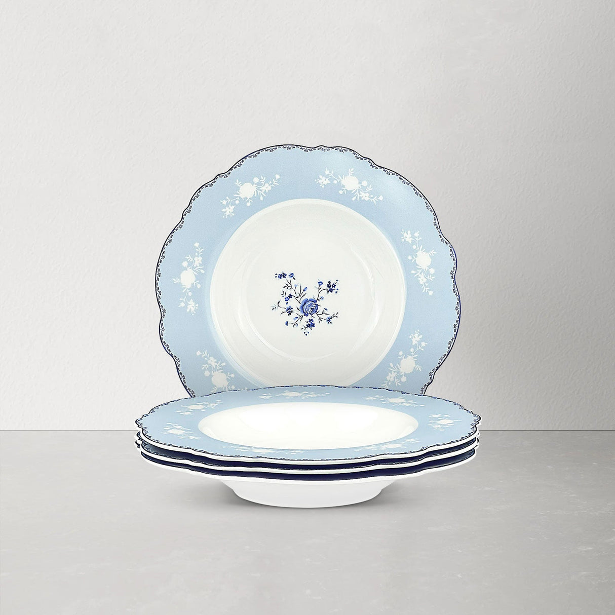 Blue Floral Porcelain Plates Set