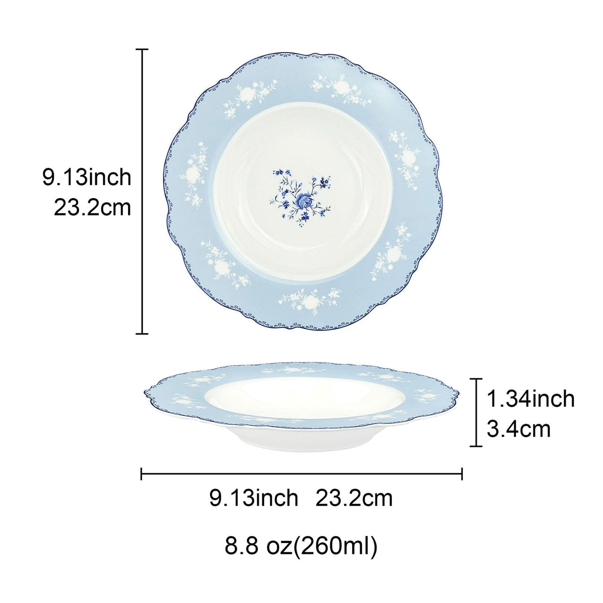 Blue Floral Porcelain Plates Set