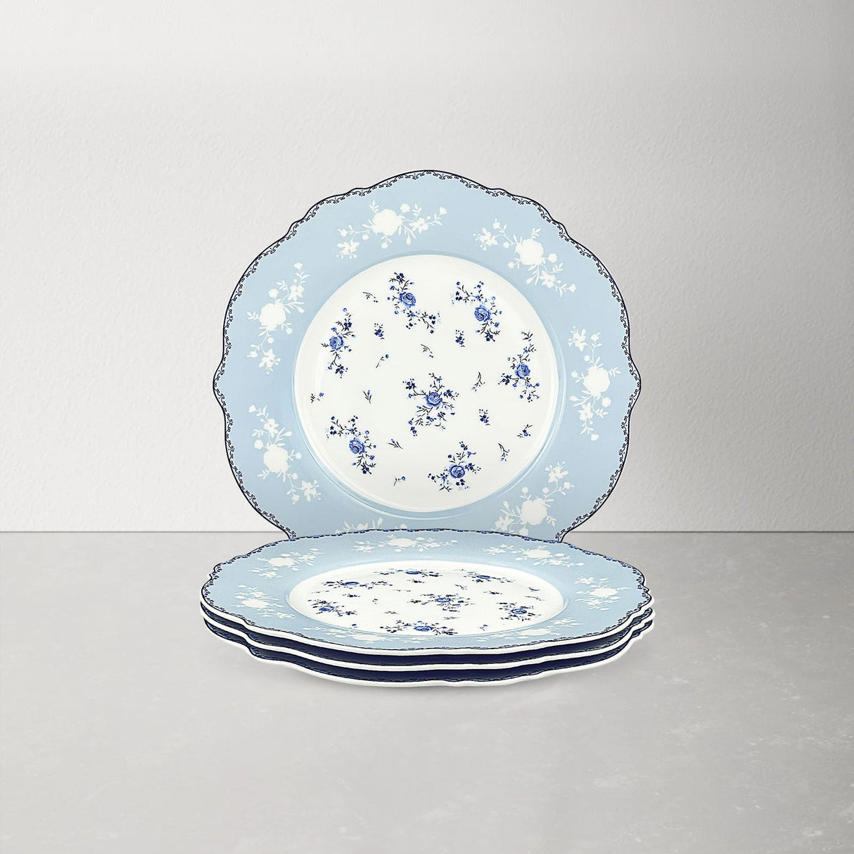 Blue Floral Porcelain Plates Set