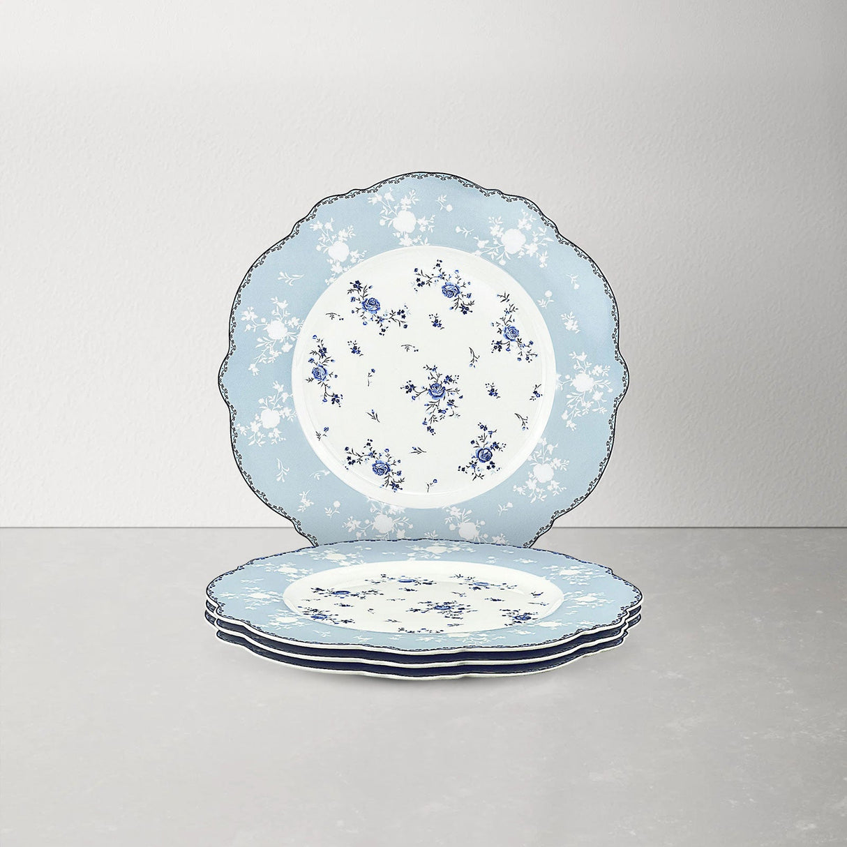 Blue Floral Porcelain Plates Set