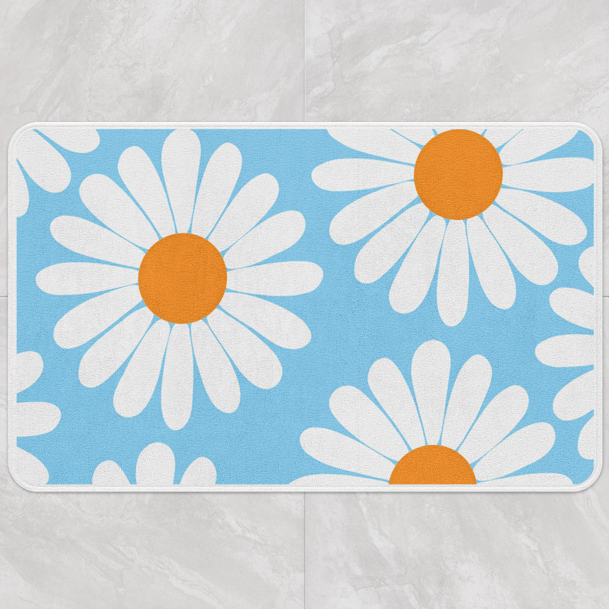 Feblilac White Daisy Green Bath Mat, Flower Bathroom Rug, Floral Soft Plush Water-Absorbent Multiple Sized Floral Anti Slip Toilet Mat, Soft Thick Bathroom Carpet, Art Bathroom Mats, Best Bath Rugs, Hot Shower Mat Non Slip, Toilet Rug
