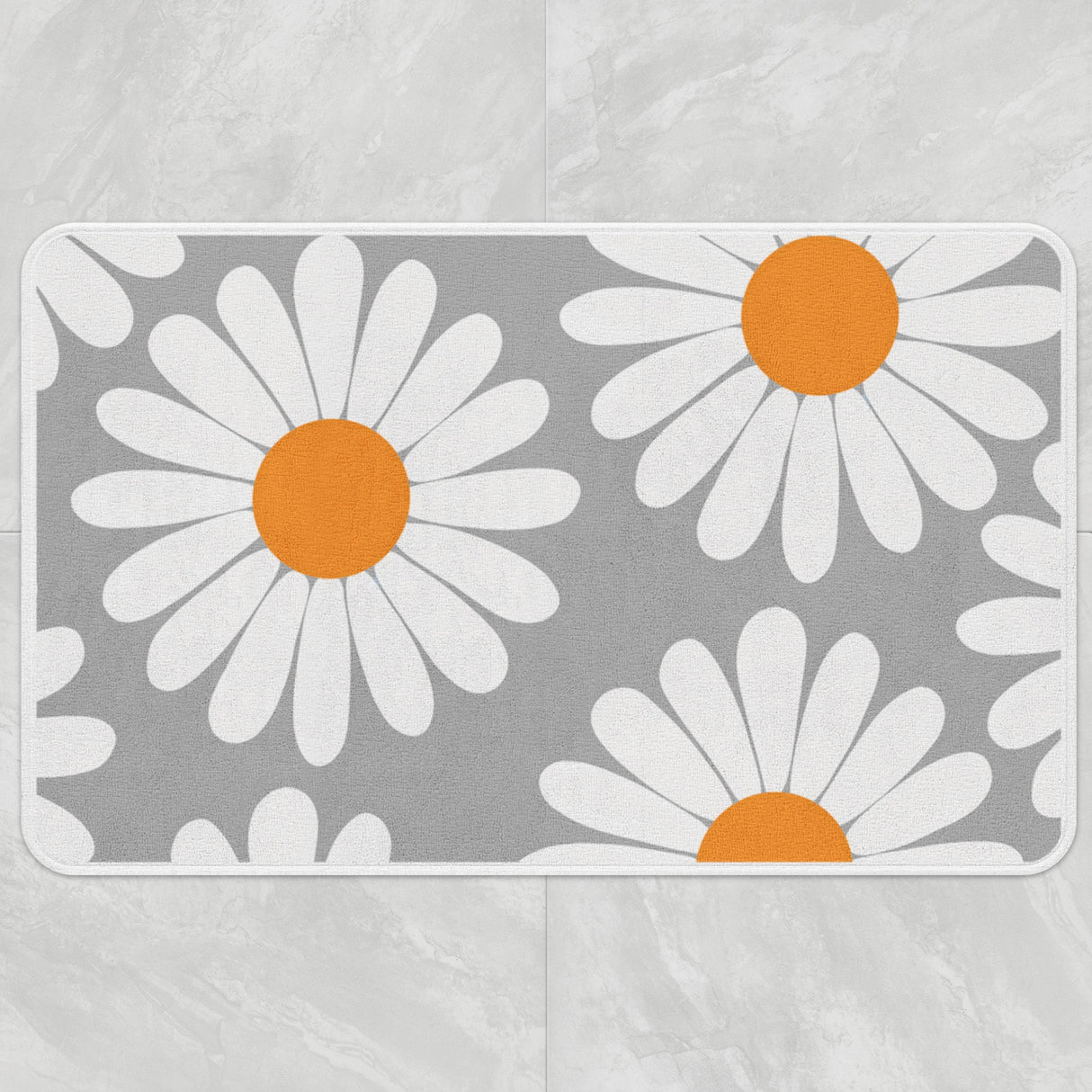 Feblilac White Daisy Green Bath Mat, Flower Bathroom Rug, Floral Soft Plush Water-Absorbent Multiple Sized Floral Anti Slip Toilet Mat, Soft Thick Bathroom Carpet, Art Bathroom Mats, Best Bath Rugs, Hot Shower Mat Non Slip, Toilet Rug