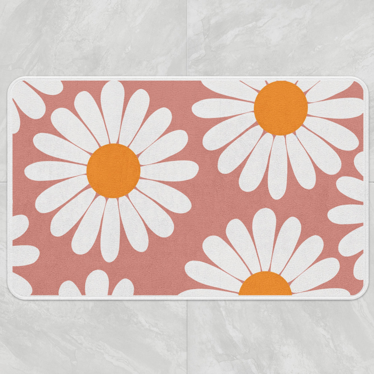 Feblilac White Daisy Green Bath Mat, Flower Bathroom Rug, Floral Soft Plush Water-Absorbent Multiple Sized Floral Anti Slip Toilet Mat, Soft Thick Bathroom Carpet, Art Bathroom Mats, Best Bath Rugs, Hot Shower Mat Non Slip, Toilet Rug