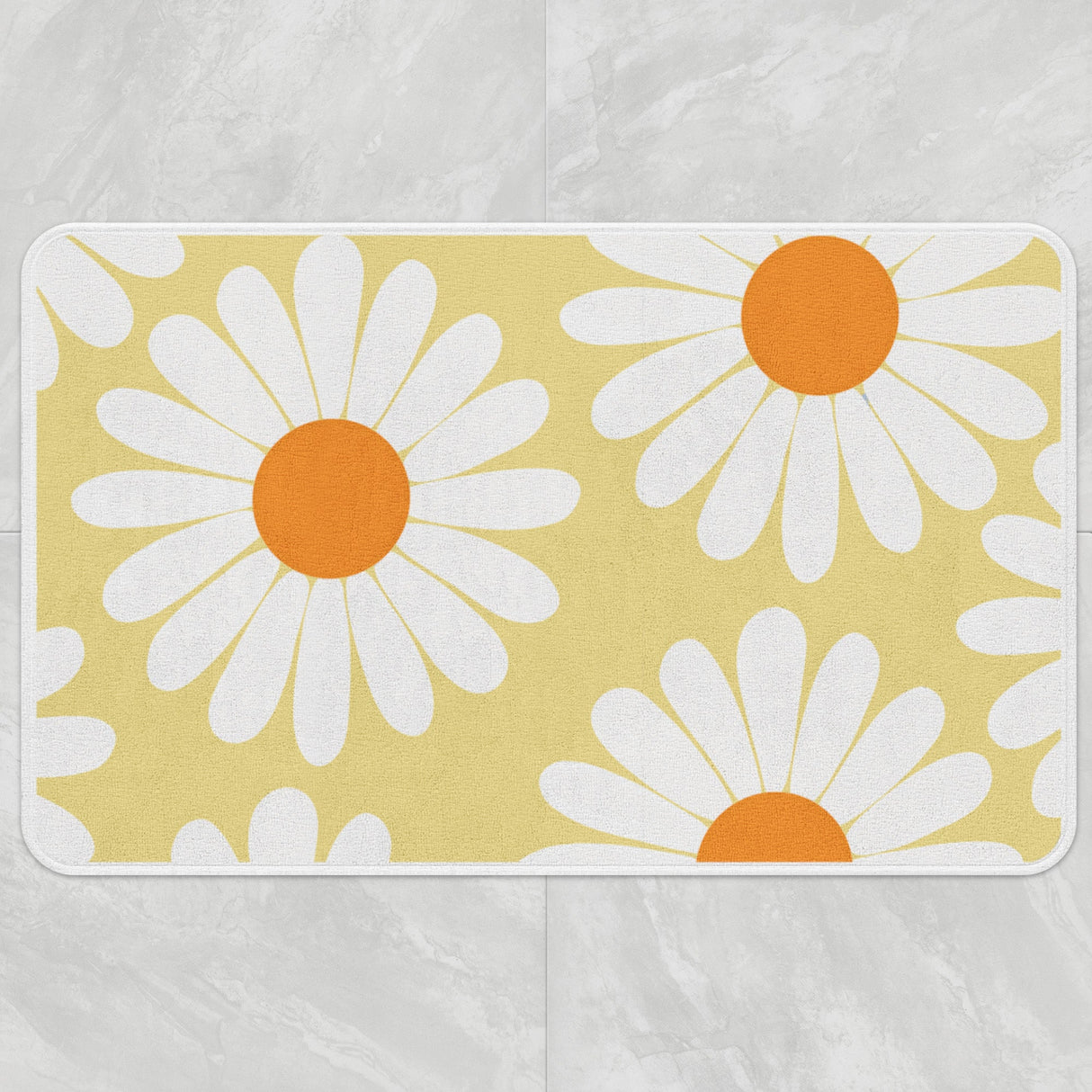 Feblilac White Daisy Green Bath Mat, Flower Bathroom Rug, Floral Soft Plush Water-Absorbent Multiple Sized Floral Anti Slip Toilet Mat, Soft Thick Bathroom Carpet, Art Bathroom Mats, Best Bath Rugs, Hot Shower Mat Non Slip, Toilet Rug