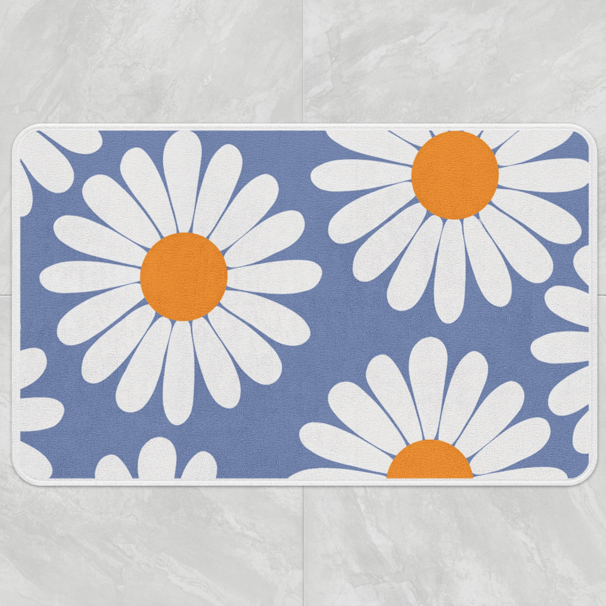 Feblilac White Daisy Green Bath Mat, Flower Bathroom Rug, Floral Soft Plush Water-Absorbent Multiple Sized Floral Anti Slip Toilet Mat, Soft Thick Bathroom Carpet, Art Bathroom Mats, Best Bath Rugs, Hot Shower Mat Non Slip, Toilet Rug