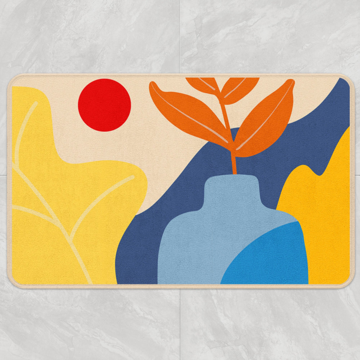 Feblilac Abstract Flower Pot Bath Mat, Floral Soft Plush Water-Absorbent Multiple Sized Floral Anti Slip Toilet Mat, Soft Thick Bathroom Carpet, Art Bathroom Mats, Best Bath Rugs, Hot Shower Mat Non Slip, Toilet Rug