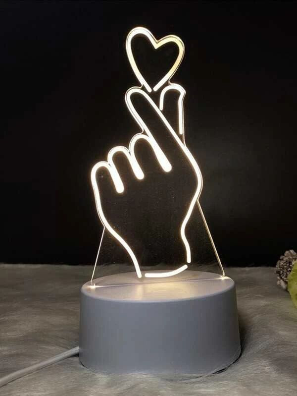 Finger Heart Style 3D Night Light