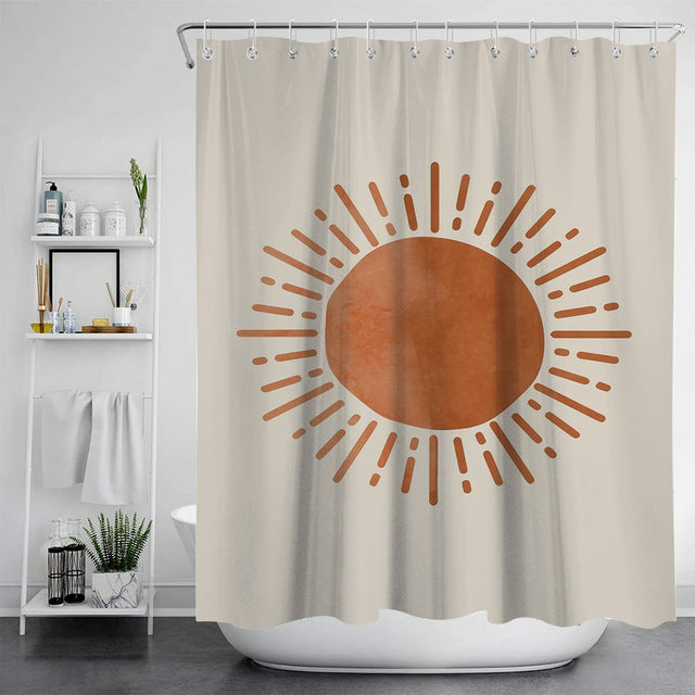 Feblilac Sun Shower Curtain with Hooks, Bathroom Curtains with Ring, Unique Bathroom décor, Boho Shower Curtain, Customized Bathroom Curtains, Extra Long Shower Curtain