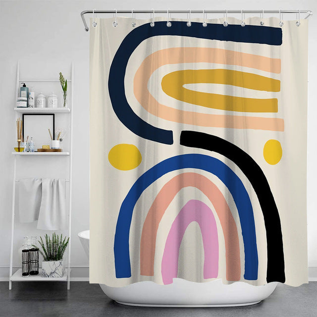 Feblilac Two Rainbows Shower Curtain with Hooks, Bathroom Curtains with Ring, Unique Bathroom décor, Boho Shower Curtain, Customized Bathroom Curtains, Extra Long Shower Curtain