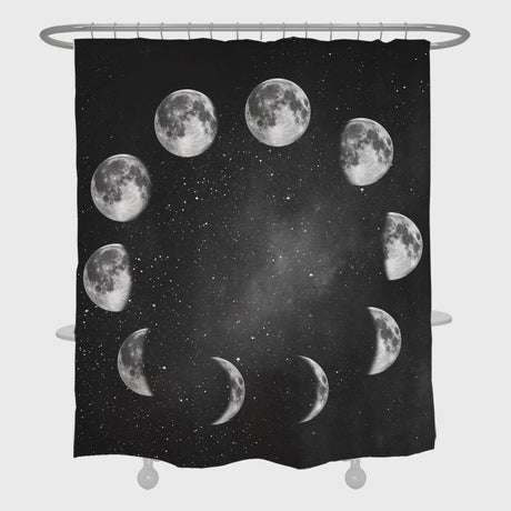 Earth and Universe Black Shower Curtain