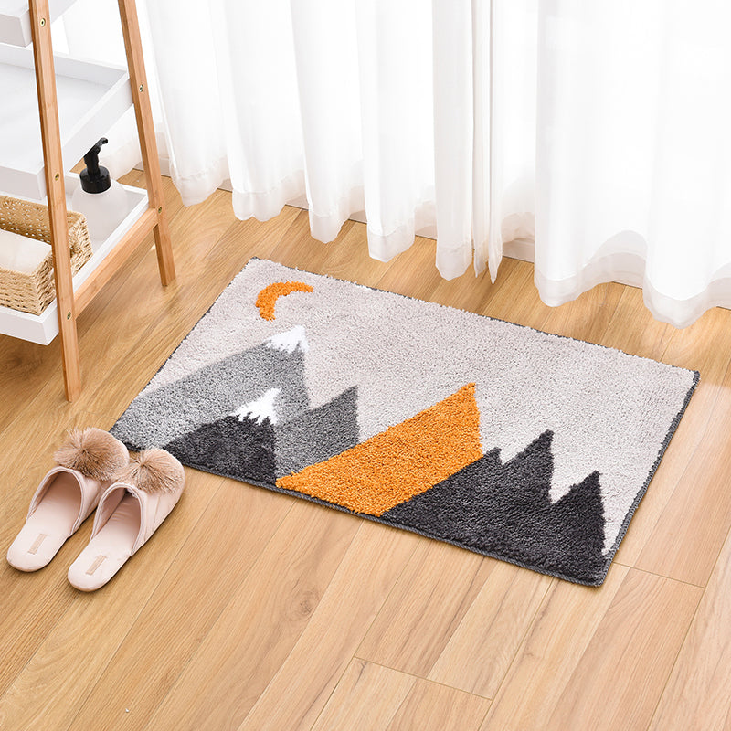 Grey Snow Mountains Bath Mat