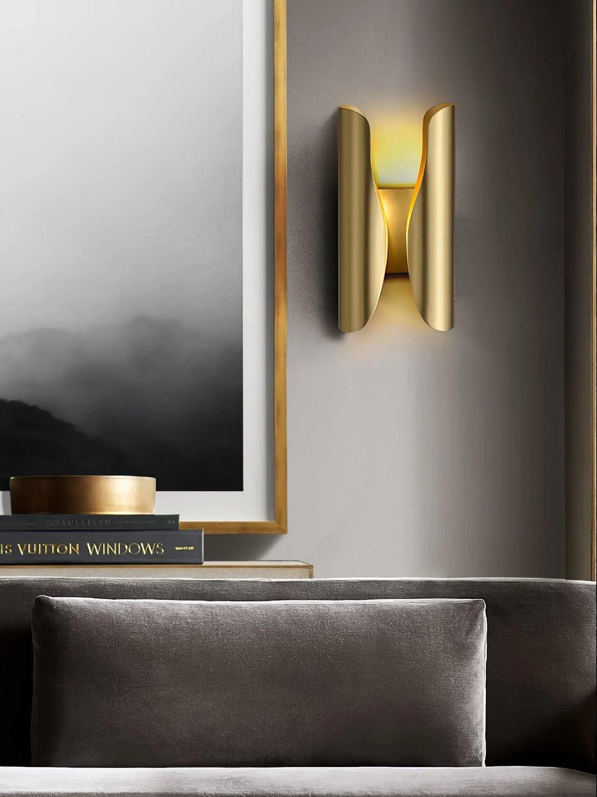 H-shaped Gold Wall Lamp